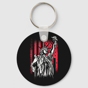 Statue Of Liberty With USA Flag Key Ring