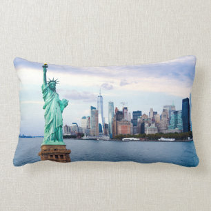Statue of Liberty with World Trade Center Lumbar Cushion
