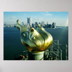 Statue of Liberty's Flame and Manhattan Skyline Poster