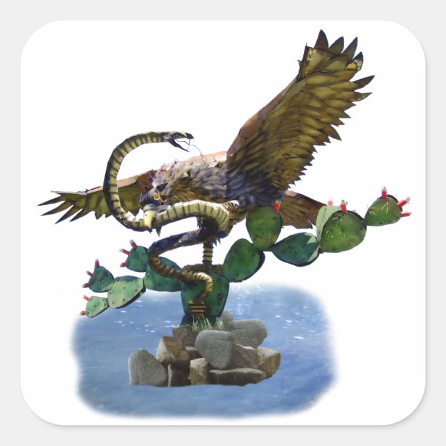 Statue of Mexican coat of arms Square Sticker (Front)