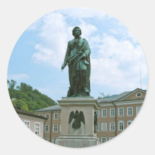 Statue of Mozart in Salzburg Classic Round Sticker