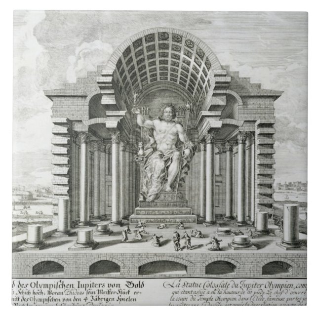 Statue of Olympian Zeus, made by Phidias in gold a Tile (Front)