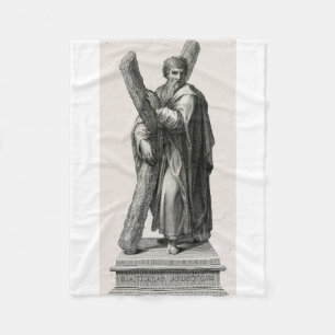 Statue of Saint Andrew Apostle with cross Fleece Blanket