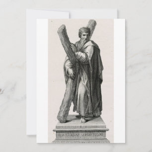 Statue of Saint Andrew Apostle with cross Holiday Card