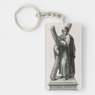 Statue of Saint Andrew Apostle with cross Key Ring