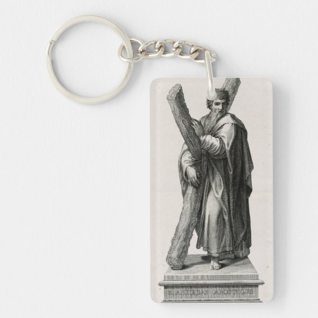Statue of Saint Andrew Apostle with cross Key Ring (Front)