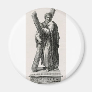 Statue of Saint Andrew Apostle with cross Magnet
