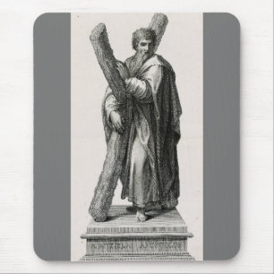 Statue of Saint Andrew Apostle with cross Mouse Pad