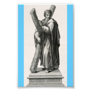 Statue of Saint Andrew Apostle with cross Photo Print