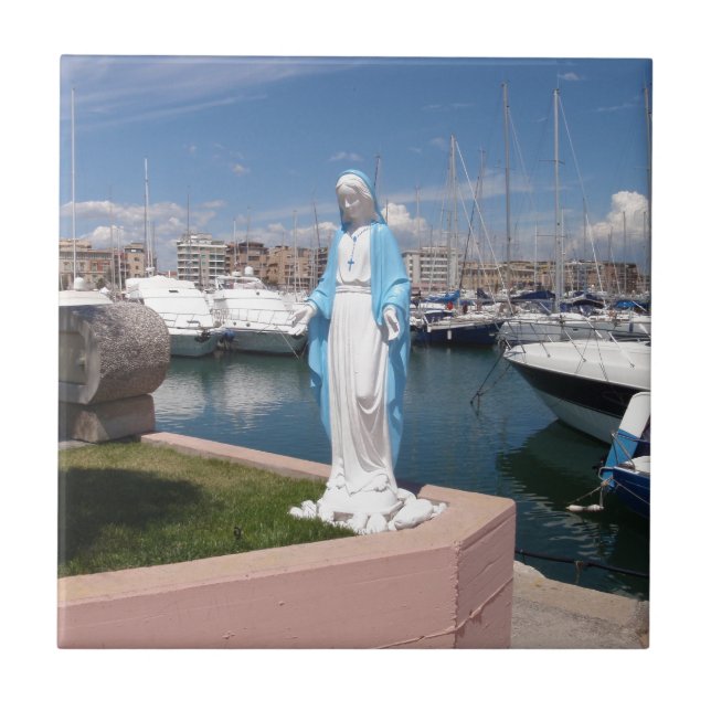 Statue Of the Virgin mary Ceramic Tile (Front)