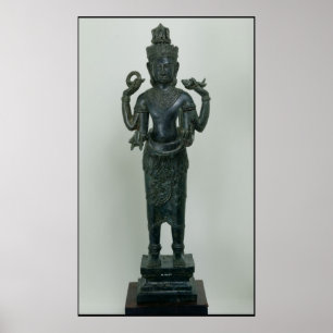 Statue of Vishnu in his triple form of Vishnu Poster