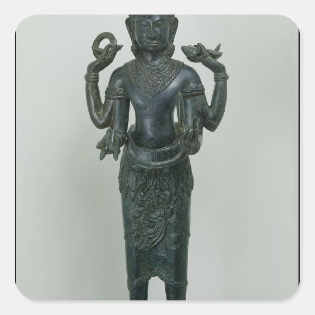 Statue of Vishnu in his triple form of Vishnu Square Sticker (Front)