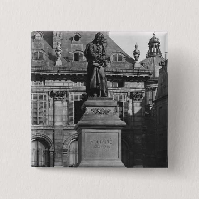 Statue of Voltaire 15 Cm Square Badge (Front)