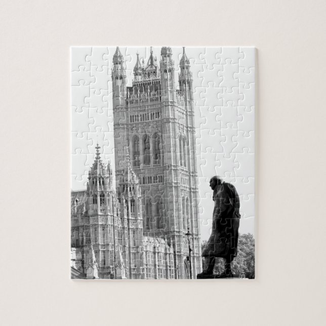 Statue of Winston Churchill in London Jigsaw Puzzle (Vertical)