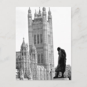 Statue of Winston Churchill in London Postcard