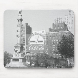 Statue on american city square B&W Mouse Pad