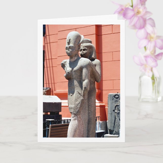 Statue outside Museum of Cairo, Egypt Card (Orchid)