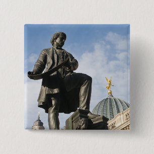 Statue with Glass dome on Kunstverein building 15 Cm Square Badge