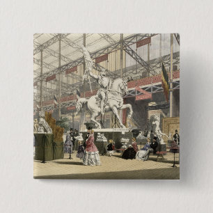Statues in the Belgium section of the Great Exhibi 15 Cm Square Badge