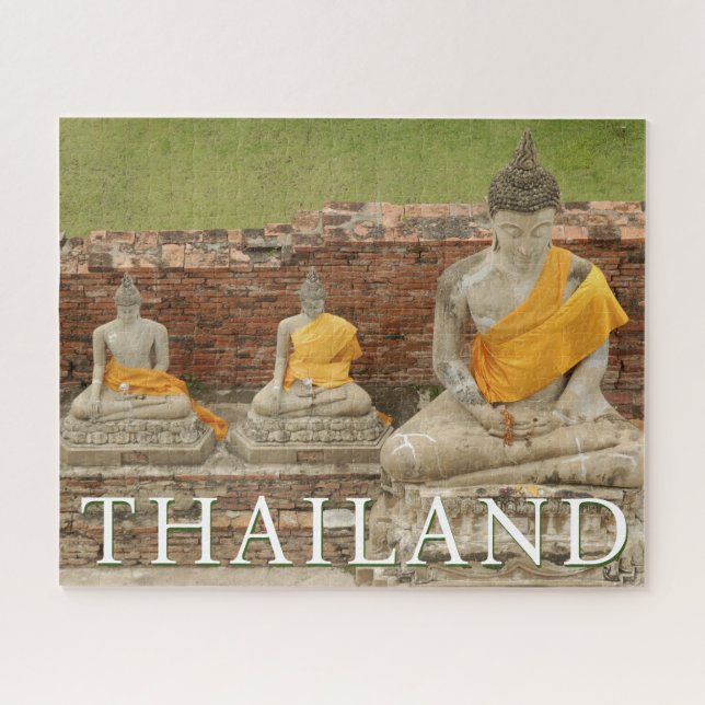 Statues of Sitting Buddhas | Ayutthaya, Thailand Jigsaw Puzzle (Horizontal)