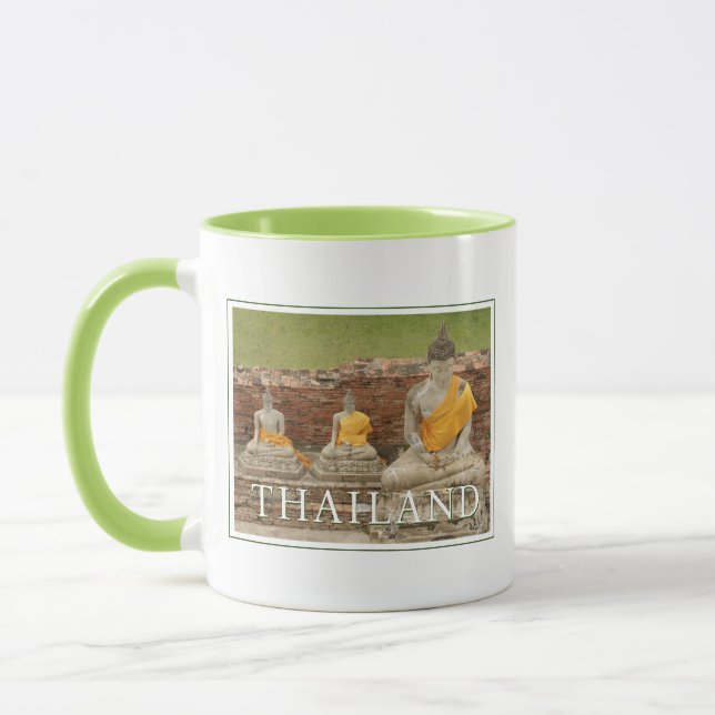 Statues of Sitting Buddhas | Ayutthaya, Thailand Mug (Left)