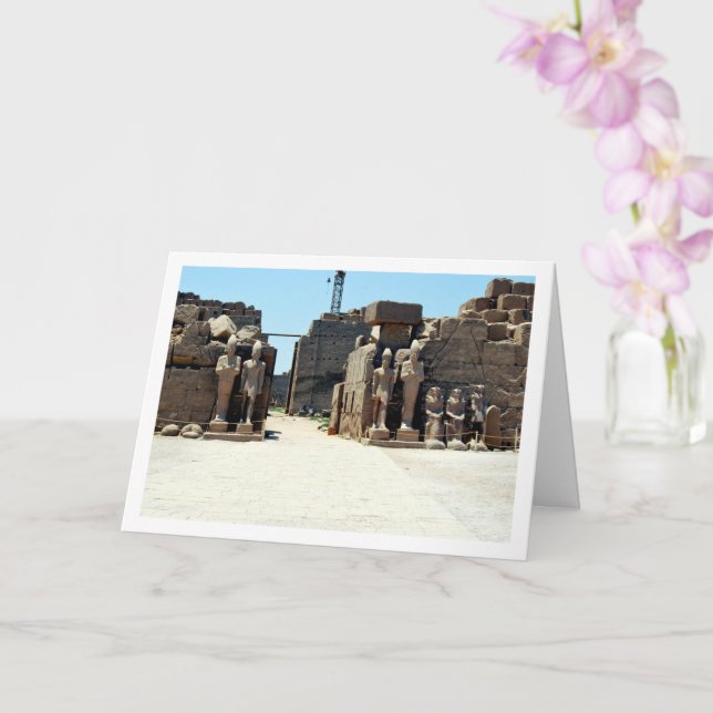 Statues On The Chachette Court, Karnak Temple Card (Orchid)
