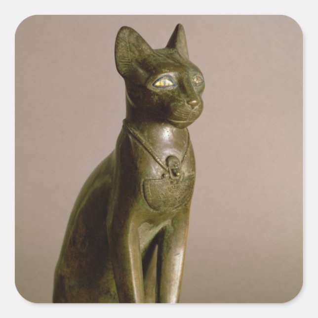 Statuette of a cat representing the goddess Bastet Square Sticker (Front)