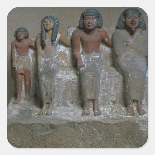 Statuette of a family group (pigment on chalk) square sticker (Front)