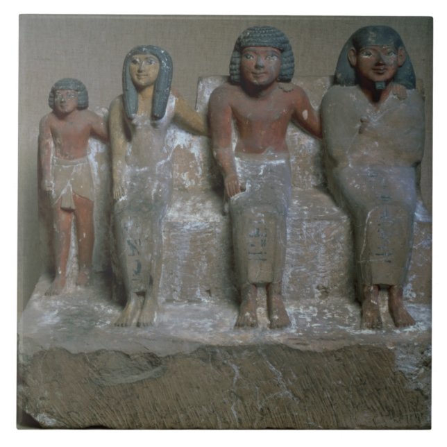 Statuette of a family group (pigment on chalk) tile (Front)