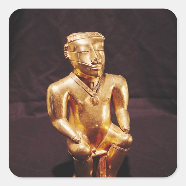 Statuette of a seated man, Quimbaya Square Sticker (Front)
