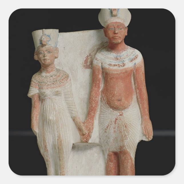 Statuette of Amenophis IV  and Nefertiti Square Sticker (Front)