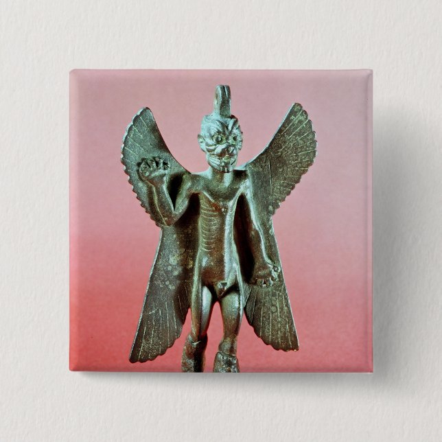 Statuette of Pazuzu, an Assyrian wind demon 15 Cm Square Badge (Front)