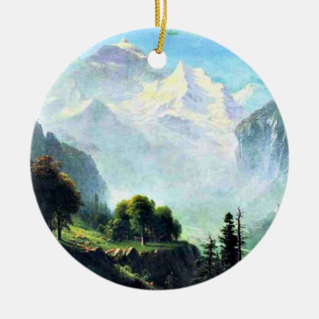 Staubbach Falls near Lauterbrunnen Switzerland, Ceramic Ornament (Front)