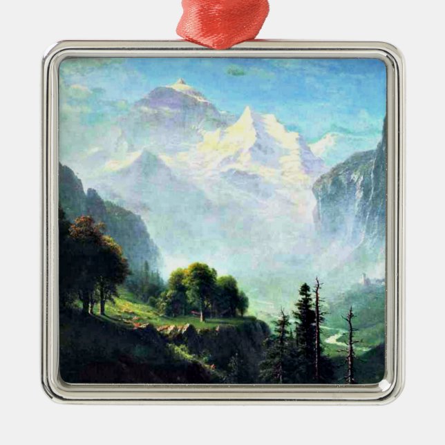 Staubbach Falls near Lauterbrunnen, Switzerland Metal Tree Decoration (Front)