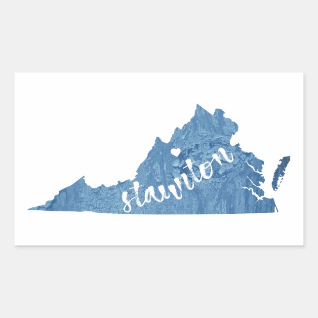 Staunton Virginia Wood Grain Rectangular Sticker (Front)