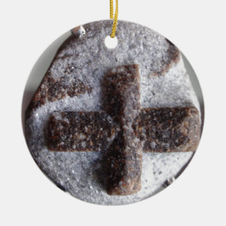 Staurolite , perfect crystal intersection ceramic ornament