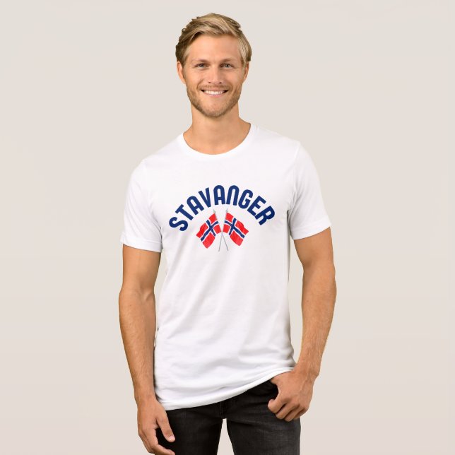 STAVANGER Norway Flags Tri-Blend Shirt (Front Full)