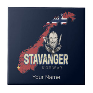 Stavanger Norway Retro City Map Vintage Holiday Ceramic Tile