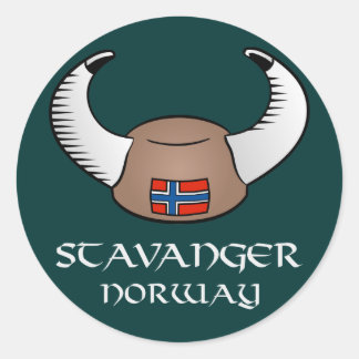 Stavanger Norway Viking Hat Classic Round Sticker