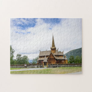 Stave church in Lom, Norway puzzle