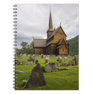 Stave church with graveyard in Norway Notebook