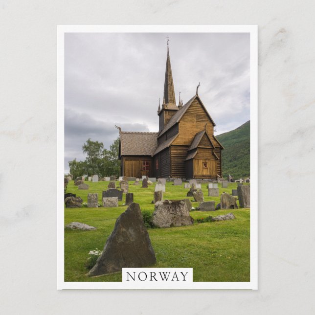 Stave church with graveyard in Norway Postcard (Front)