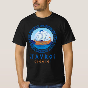 Stavros, Greece Greek Ship Design Men's T-Shirt