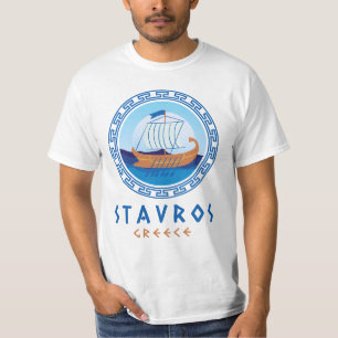Stavros, Greece Greek Ship Design Men's T-Shirt