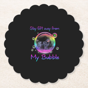 Stay 6ft Away From My Bubble Newfoundland Dog Gift Paper Coaster