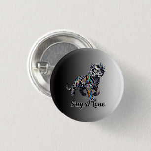Stay A Lone Ornate Tribal Tiger Gradient Pin