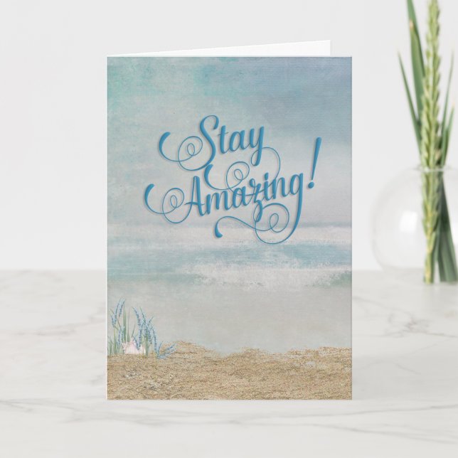 stay amazing birthday beach with seashell card (Front)