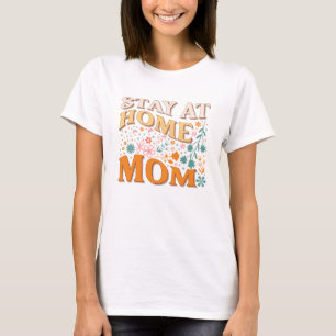 Stay at home mom Groovy retro pastel flowers T-Shirt