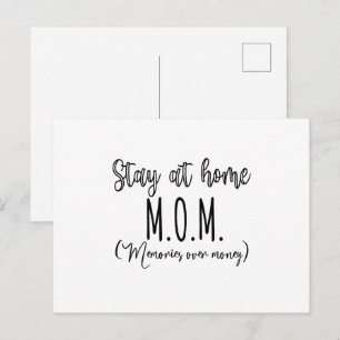 Stay At Home Mum Memories Over Money Postcard