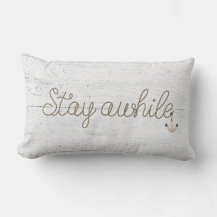 stay awhile rope on whitewashed wood lumbar cushion